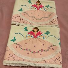 Vintage Liquid Embroidery Pillowcases With Girl Wide Skirt Pillow Bed Linen picture