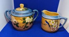 VTG Hand Painted Lusterware Blue and Gold, Milk & Sugar, from Postwar Japan picture