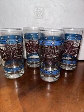 Set of 4 Vintage Pepsi Cola Glasses 1970's Tiffany Style-Stained Glass 16 oz. picture
