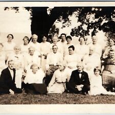 c1910s Outdoor Large Group RPPC People Old Men Women Elderly Real Photo Vtg A214 picture