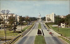 State Capitol Tallahassee FL from Apalachee Parkway ~ 1950s cars Jeep ~ postcard picture