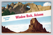 Postcard Window Rock Arizona Shiprock New Mexico Greetings Scenic Nature Views picture