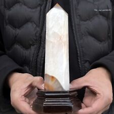 890g Natural Red Agate Quartz Tower Point Chalcedony Crystal Healing+Stand picture