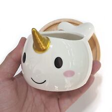 Cute Narwhal Succulent Planter Small Flower Ceramic Pot with Bamboo Tray picture