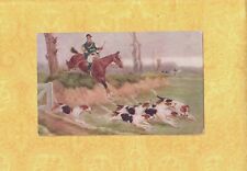 X 1908-29 antique postcard THE FOX HUNT MAN ON HORSE & DOGS  picture