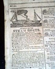 19th Century New York City 1815 Newspaper w/ Steamboat Stagecoach Advertisements picture