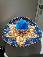 Authentic Child's SALAZAR YEPEZ  Mexican Sombrero Hat blue Velvet picture
