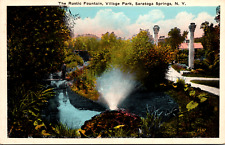 Vintage C. 1920's Fountain, Village Park Saratoga Springs New York NY Postcard picture