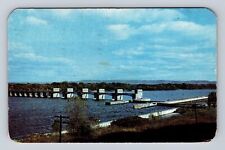 La Crosse WI-Wisconsin, US Government Dam and Locks, Vintage c1951 Postcard picture