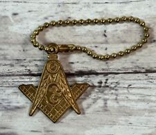 Vintage Freemason Masonic Keychain Pendant Charm Collectible Marked Masco Newark picture