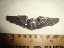 WWII USAAF PILOT'S WINGS, LGB MADE, STERLING, 3-INCH, PINBACK WORKS FINE picture
