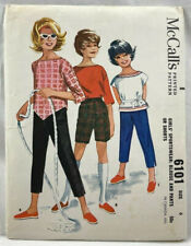 1961 McCalls SewingPattern 6101 Girls Blouse Pants Shorts Size 6 Vintage 8931 picture