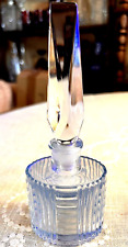 LOVELY SKY BLUE CUT CRYSTAL PERFUME DECANTER W/ ORIGINAL STOPPER/DAUBER-FLAWLESS picture