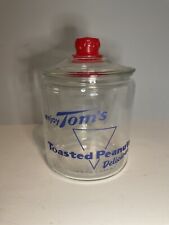 Vtg Tom’s Toasted Peanuts Glass Jar General Store Counter Display Embossed Lid picture