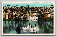 Baptizing Scene Greenville Mississippi Vintage Unposted Linen Postcard picture