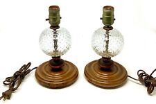 Pair of Depression Era Glass Globe Boudoir Lamps Bakelite? Wood Base FREE Shades picture