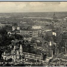 c1910s Dubuque, IA Downtown Birds Eye Queen Anne Victorian Houses Fourth St A217 picture