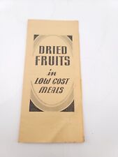 VTG 1942 US Dept of Agriculture Dried Fruits in Low Cost Meals Recipes Brochure picture