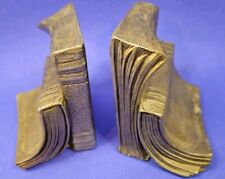 Vintage Hand Cast Brass Book Stack Bookends Philadelphia Manufacturing  picture