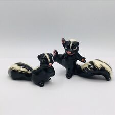 VTG MCM Skunk Figurines Lot of 2 Anamorphic Ceramic Studio Estate Garden Black picture
