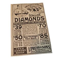 Vtg 1916 I Press & Sons Print AD Diamonds Jeweler's Row Philadelphia PA 1910's picture