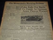 1939 SEPT 9 MINNEAPOLIS MORNING TRIBUNE - POLES RALLY FOR BATTLE - NT 9525 picture