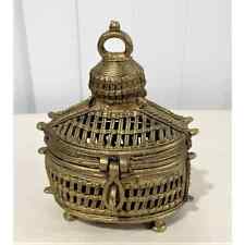 Dhokra Art Brass Metal Jewelry Trinket Box Made in India Asian Folk Art  picture