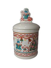 Vintage Teleflora Christmas Cookie Jar Canister Ceramic Gingerbread Man 9
