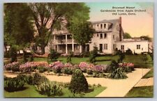 Boxwood Manor. Gardenside from Apple Orchard. Old Lyme CT Hand Colored Postcard picture