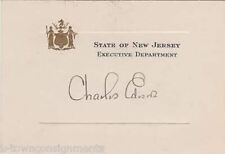 Charles Edison US Secretary of Navy Autograph Signed New Jersey Governors Card picture