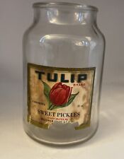 Beautiful Antique TULIP Brand Sweet Pickle Jar  Bottle w/ Label picture