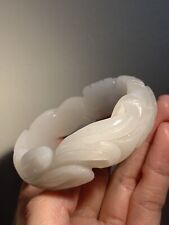 56.5mm/Natural Mongolian Jade Bangle/ She TeiCui Jade/ Fine Hand Carved picture