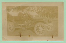 PRE WWI era FADED CLOSE UP VIEW ANTIQUE AUTO RP POSTCARD BOYS IN FRONT SEAT LOOK picture