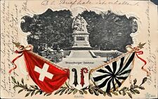 1906 Embossed Basel PC Strassburger Monument, Swiss Flag picture