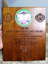 2003 Fort Hood TX ARMY Chief of Staff Deployment Excellence Award Wooden Plaque picture