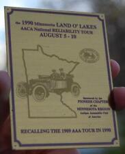VINTAGE 1990 MN. LAND O'LAKES TOUR A.A.C.A. ANTIQUE CAR SHOW  DASH PLAQUE SIGN picture