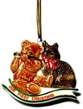 Gordon Fraser Schmid 1984 Our First Christmas Kitty and Bear Ceramic picture