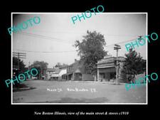 OLD LARGE HISTORIC PHOTO NEW BOSTON ILLINOIS THE MAIN STREET & STORES c1910 picture