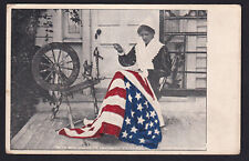 Patriotic-Betsy Ross Making Sewing The United States Flag-Antique Postcard picture