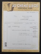 1948 PARIS AU CHENE LIEGE PONTNEAU CORK INVOICE illustrated 94 picture