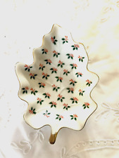 Lefton China Hand Painted Porcelain Leaf Dish Holly Berries Gold Rim 02538 Used picture
