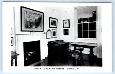 RPPC The Dickens House study interior 48 Doughty Street LONDON UK Postcard picture