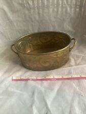 Vintage Hosley International Solid Brass Oval Decorative Bowl With Handles picture