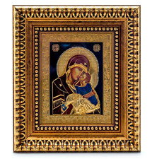 Saint Mary w Jesus Icon in Ornate Frame Orthodox Christian Sanctified 10