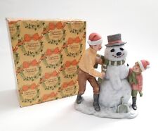 Vintage Enesco Building A Snowman Treasured Memories Figurine 1985 w/ Box 60895 picture