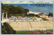 Oceanside Hotel Magnolia Massachusetts Ocean Swimming Pool Tennis Court Postcard picture