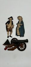 Sexton Cast Metal George Washington, Colonial Woman, Cannon Wall Hanging - Vtg. picture