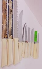 Quikut Ginsu Knives Lot of 10 Stainless Steel Various Sizes Cream Handle USA  picture