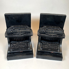 Vintage Style Typewriter Bookends Book Ends - Black Heavy Retro Decorative picture