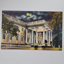 White House At Night Washington D.C. Linen Posted c1930 Antique Postcard picture